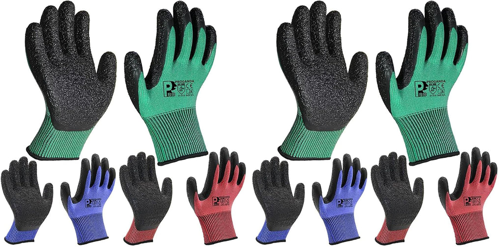3 Pairs Gardening Gloves Ultra-Grip Work Gloves Non-Slip Latex Coated Colourful Verstile for House Car Cleaning Fishing Outdoor