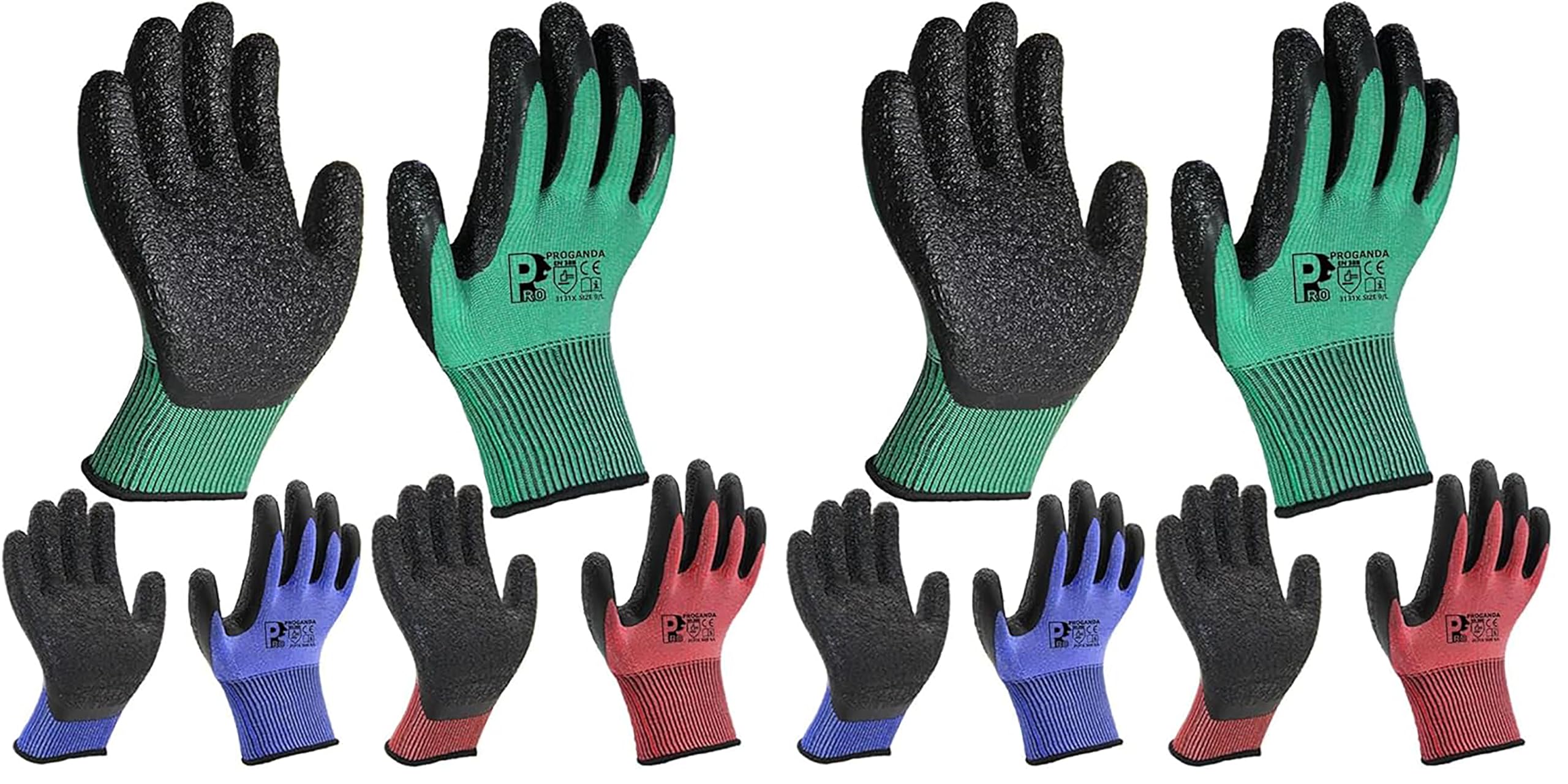 3 Pairs Gardening Gloves Ultra-Grip Work Gloves Non-Slip Latex Coated Colourful Verstile for House Car Cleaning Fishing Outdoor