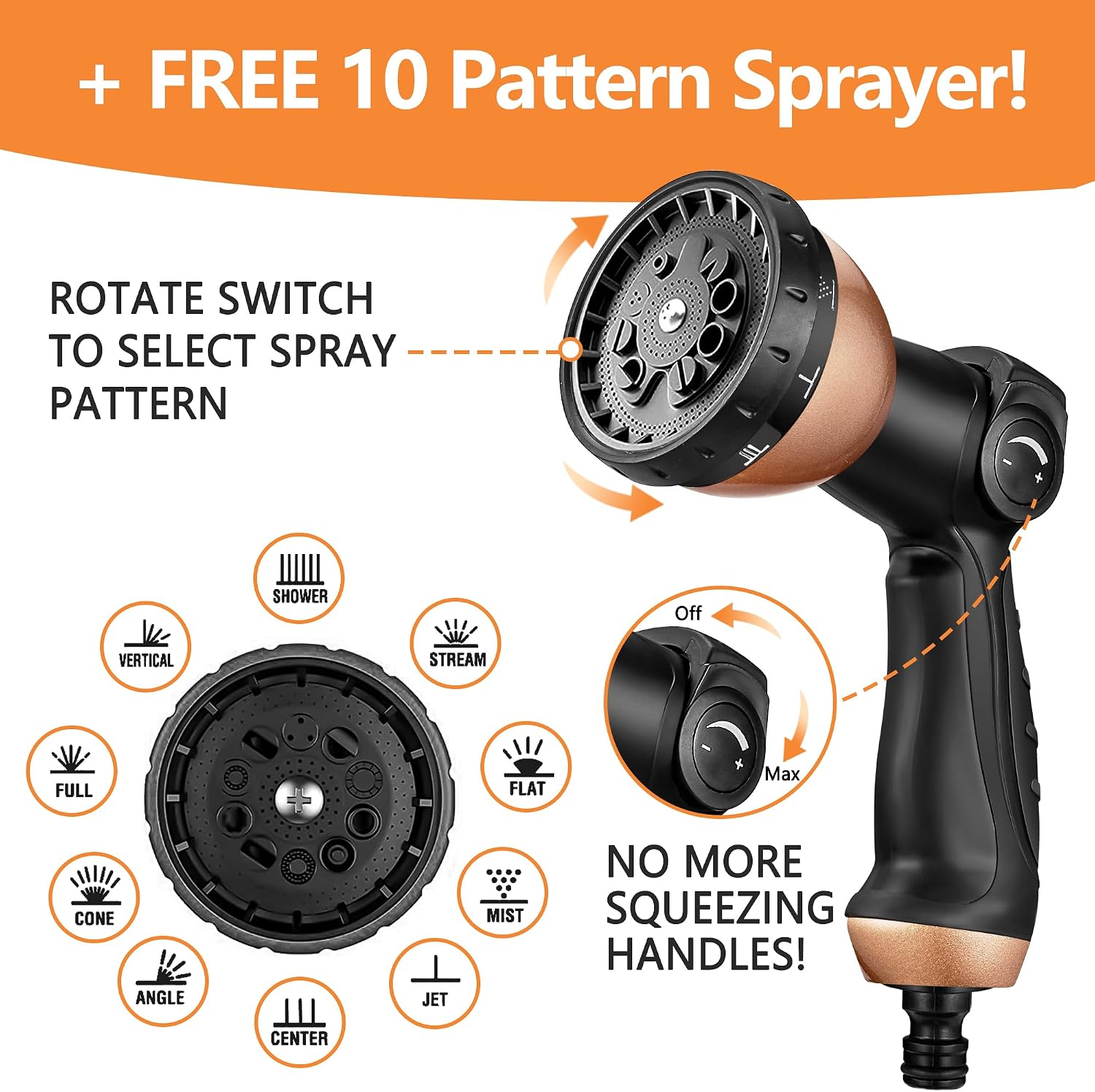 Expandable Garden Hose Pipe 150FT(45m), Flexible Water Hose w/10 Function Spray Gun & 2-in-1 Valve Quick Fittings, Lightweight, Durable, Kink-Free, Heavy Duty Expanding Hosepipes for Garden(BlackGold)