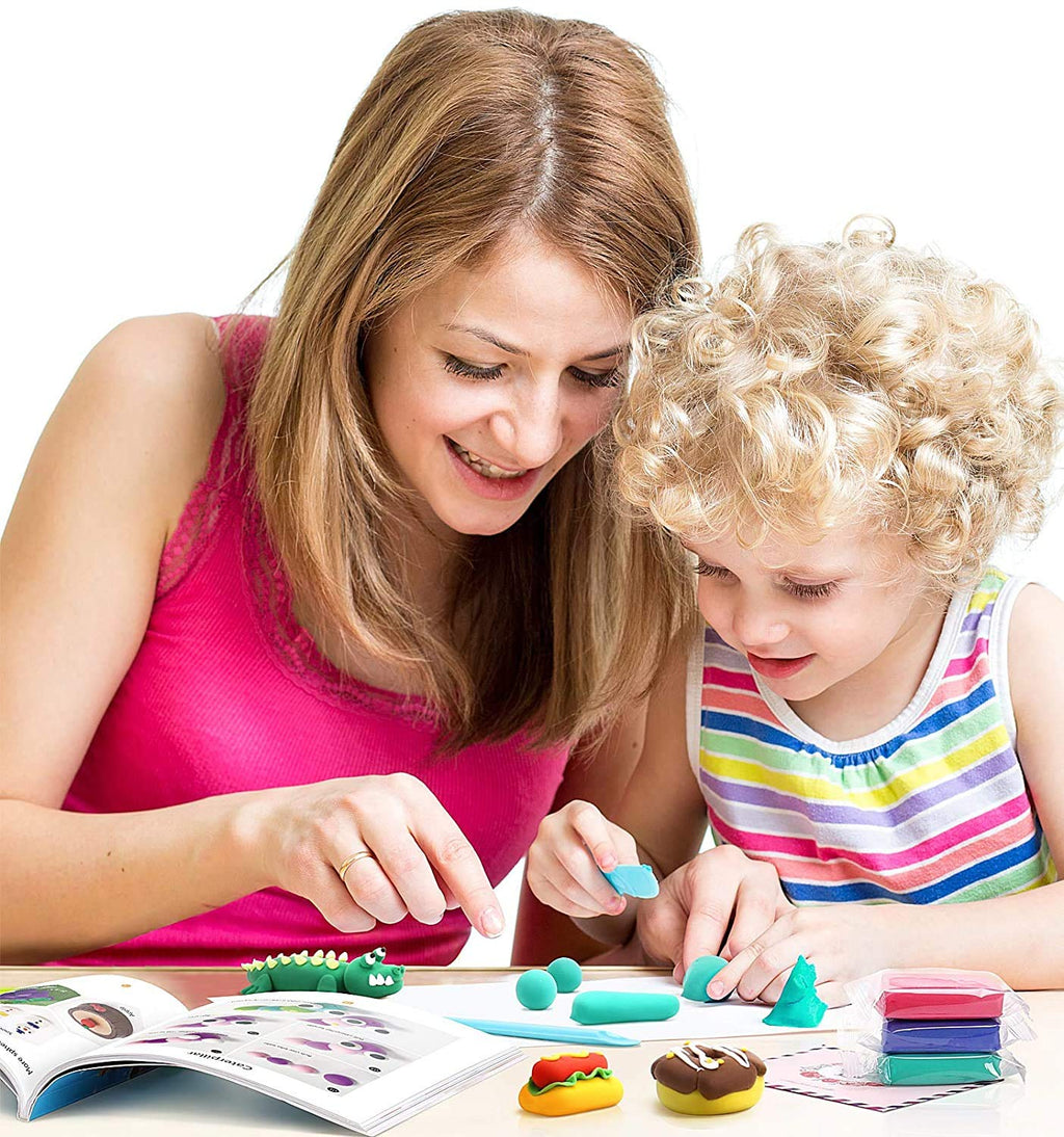 SAGO BROTHERS Air Dry Clay, 24 Colors Modelling Clay with 3 Tools & Booklet