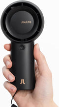 JISULIFE Handheld Portable Turbo Fan [18H Max Cooling Time], 6000mAh USB Rechargeable Personal Battery Operated Lash Small Pocket Fan with 5 Speeds for Travel/Outdoor/Home/Office - Black